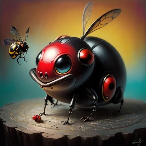 Surreal Wasp Ladybug Hybrid in Vivid Colors