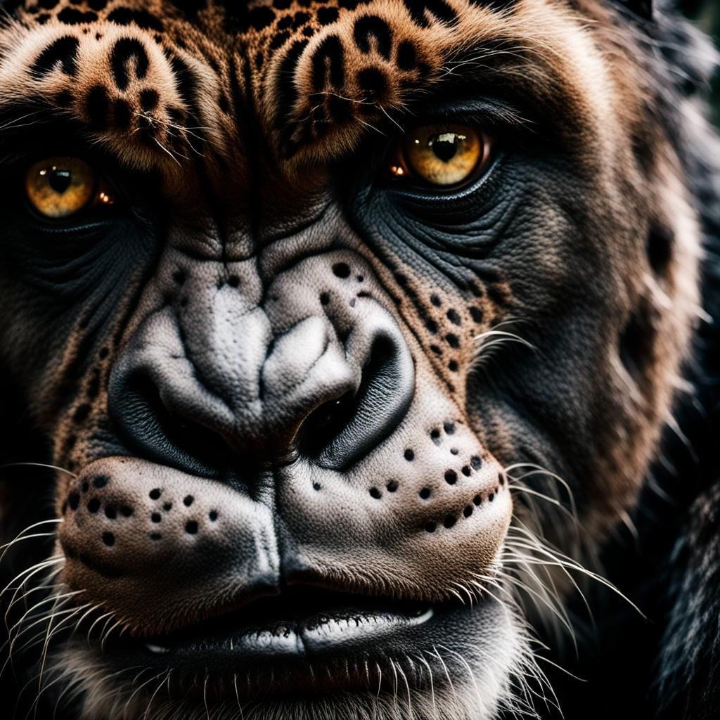 Leopard Reflection in Gorilla Tears: Emotional Portrait