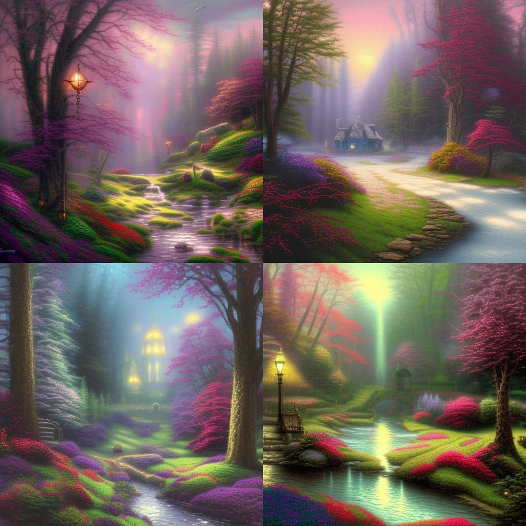 Ethereal Fantasy Scene in Kinkade Style