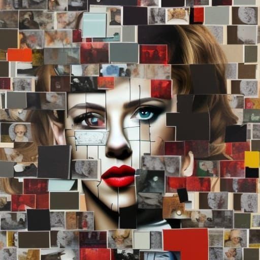 Scarlett Johansson as Black Widow in Collage Art