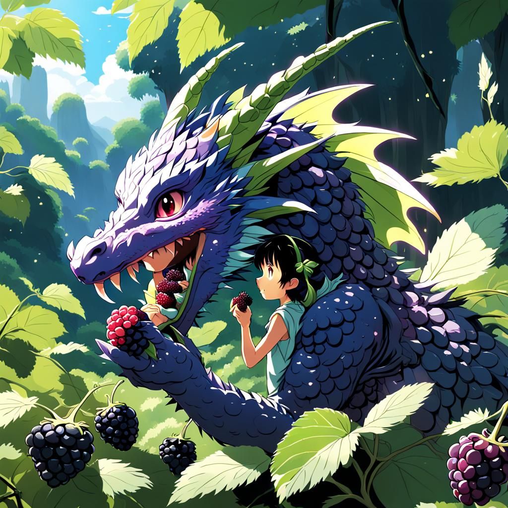 Fairy Dragon Enjoys Raspberry, Anime Style