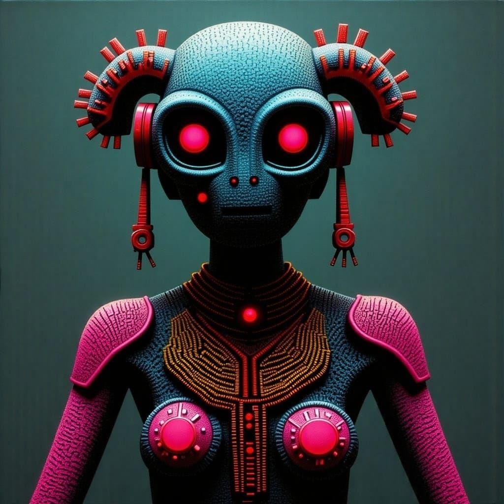 Hyperrealistic Portrait of an Alien with Futuristic Jewelry