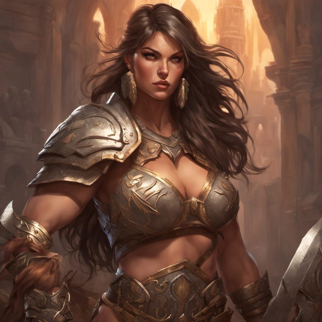 Voluptuous Barbarian Woman in Detailed Digital Art