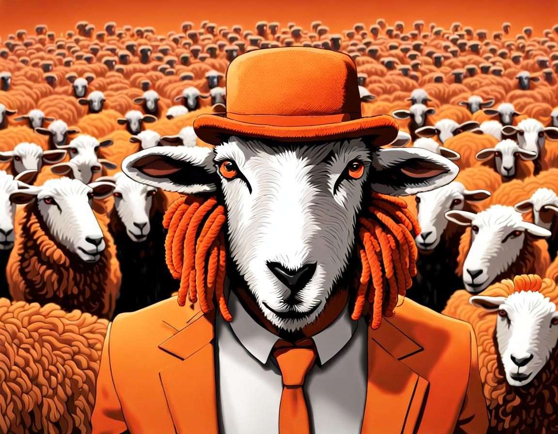 Clockwork Orange Anthropomorphic Sheep Portrait