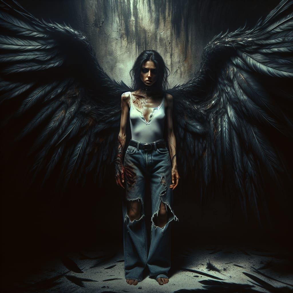 Winged Woman in Cave of Shadows