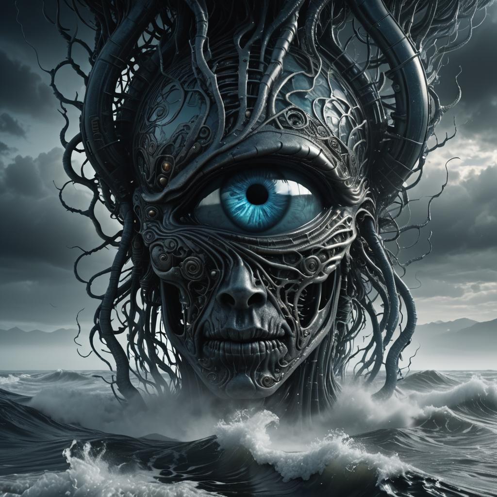 Glass A Shape Suspended in Fog: a Giger-Inspired Render