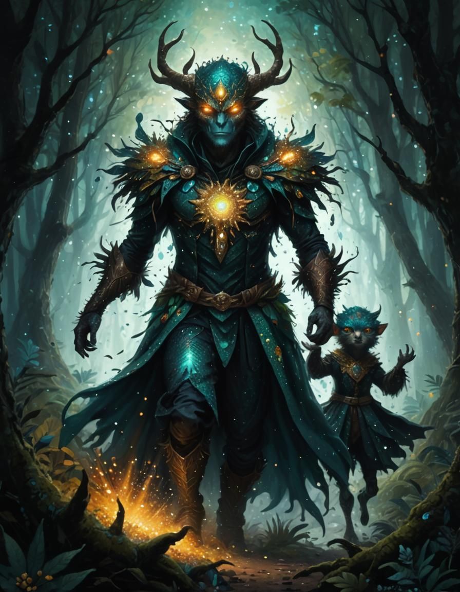 Fantasy Monster Portrait in Pointillism Style