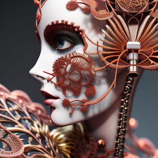 Biomechanical Cyborg Angel in Ultra Detailed 3D Render