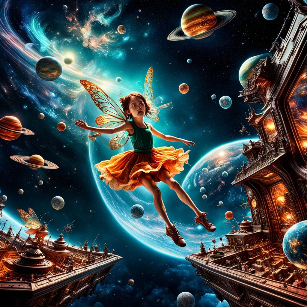 Space Fairy in Hyperrealistic Abstract Art