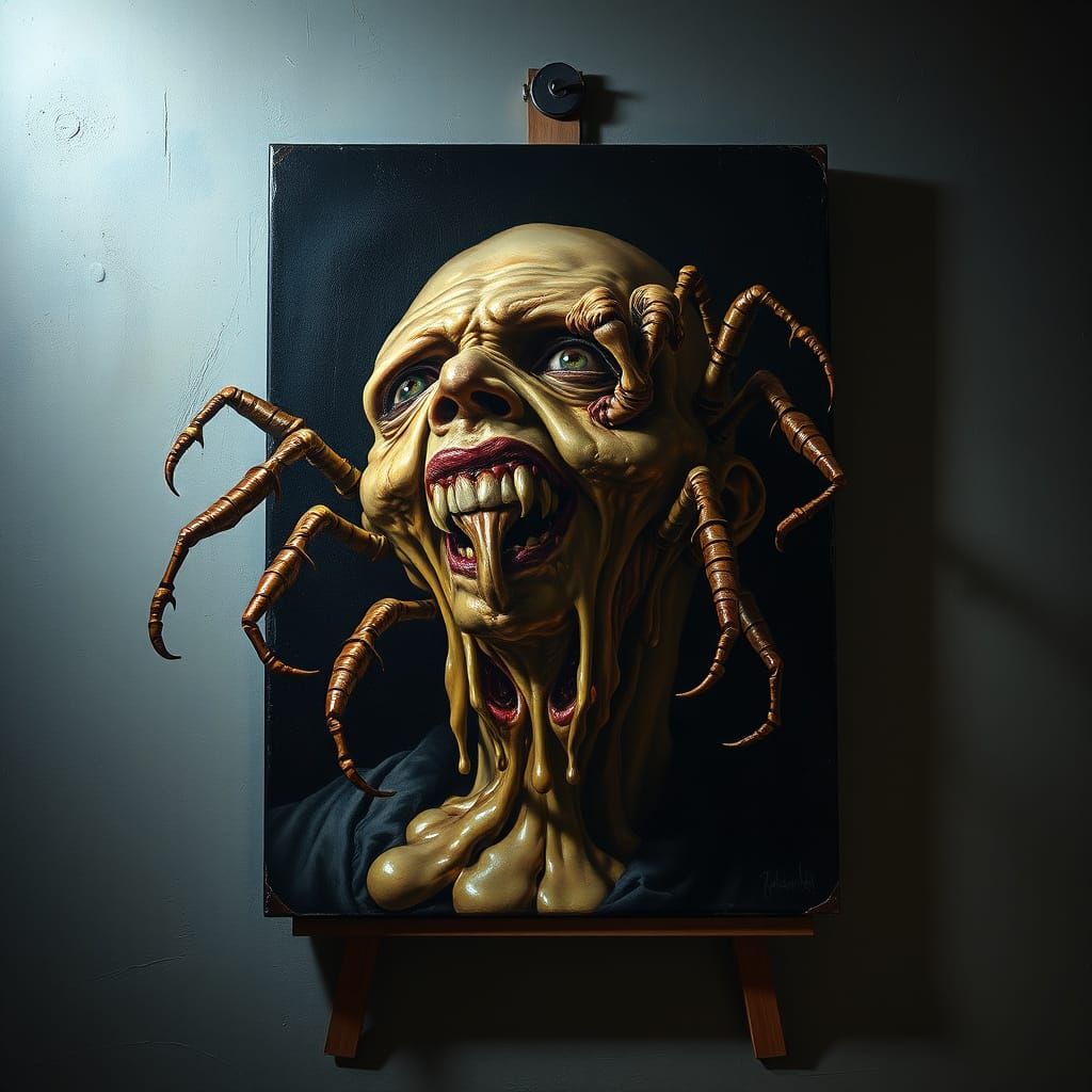 Surrealist Fear Harassment Oil Painting in Dali Style