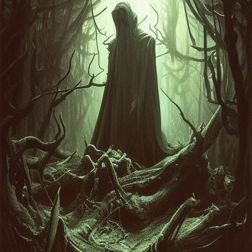 Lovecraftian God of Darkness in Rotting Forest