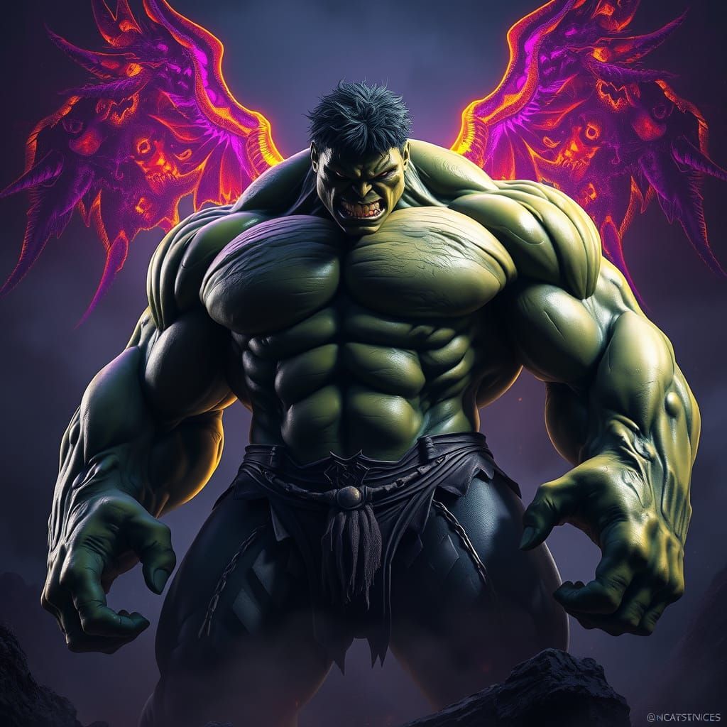 Dark Fantasy Hulk Concept Art in Hyperdetailed Style