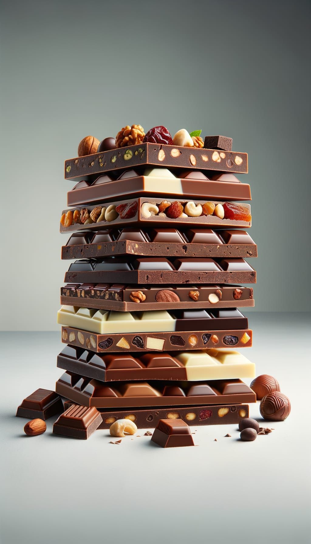 Colorful Stack of Unique Chocolate Bars