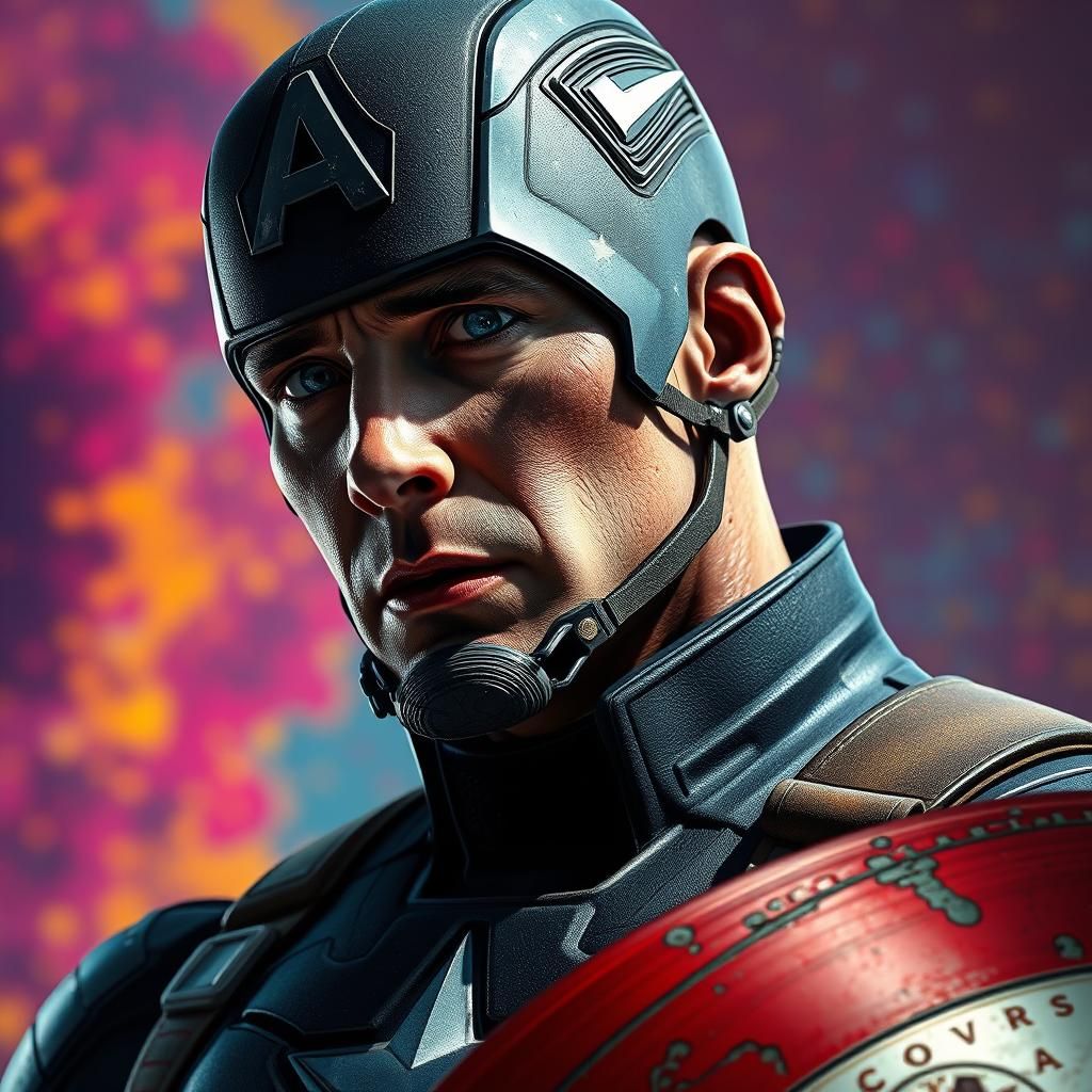 Hyperrealistic Captain America in Sci-Fi Concept Art