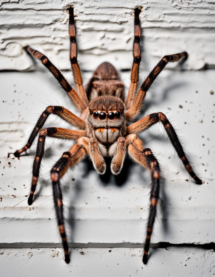 a medium photo of an Australian Huntsman spider above a doorway, its legs spread out