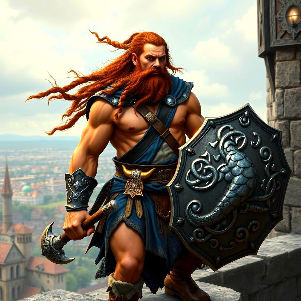 Dwarf Warrior Priest with Dragon Scale Shield