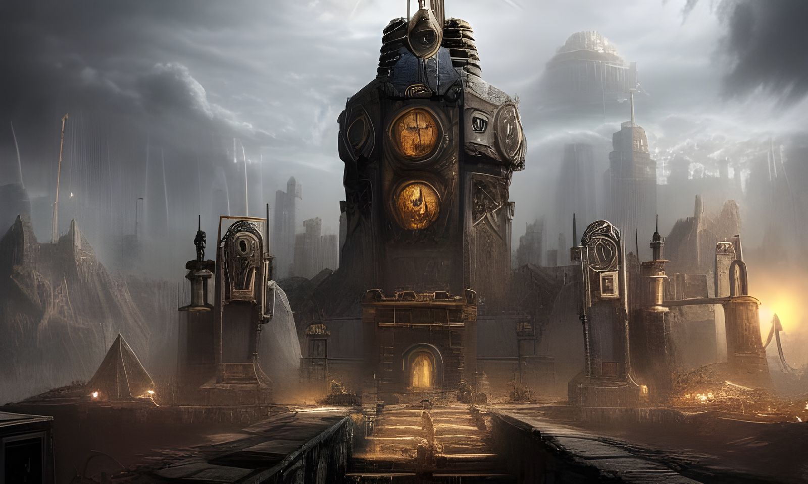 Apocalyptic Clockwork City by the Sea