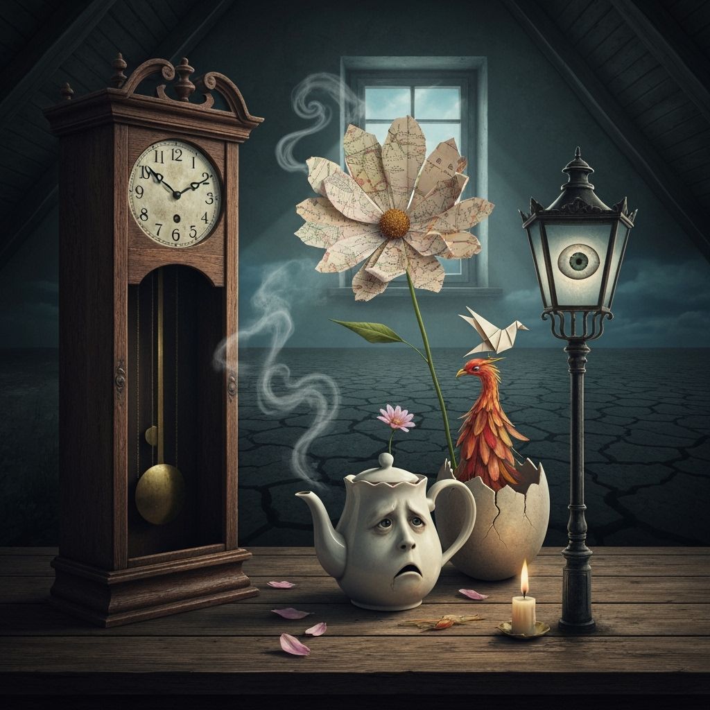 Antique Grandfather Clock in Dusty Attic