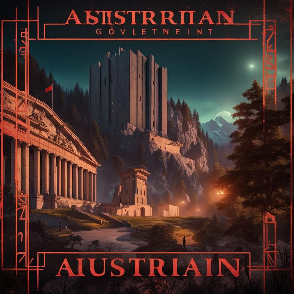 Brutalist Austrian Propaganda Poster with Landmarks