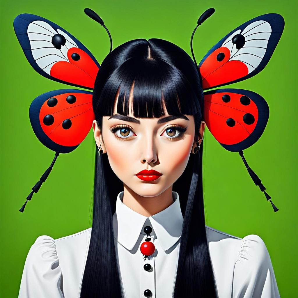 Girl Hosting Insects in Surrealist Style