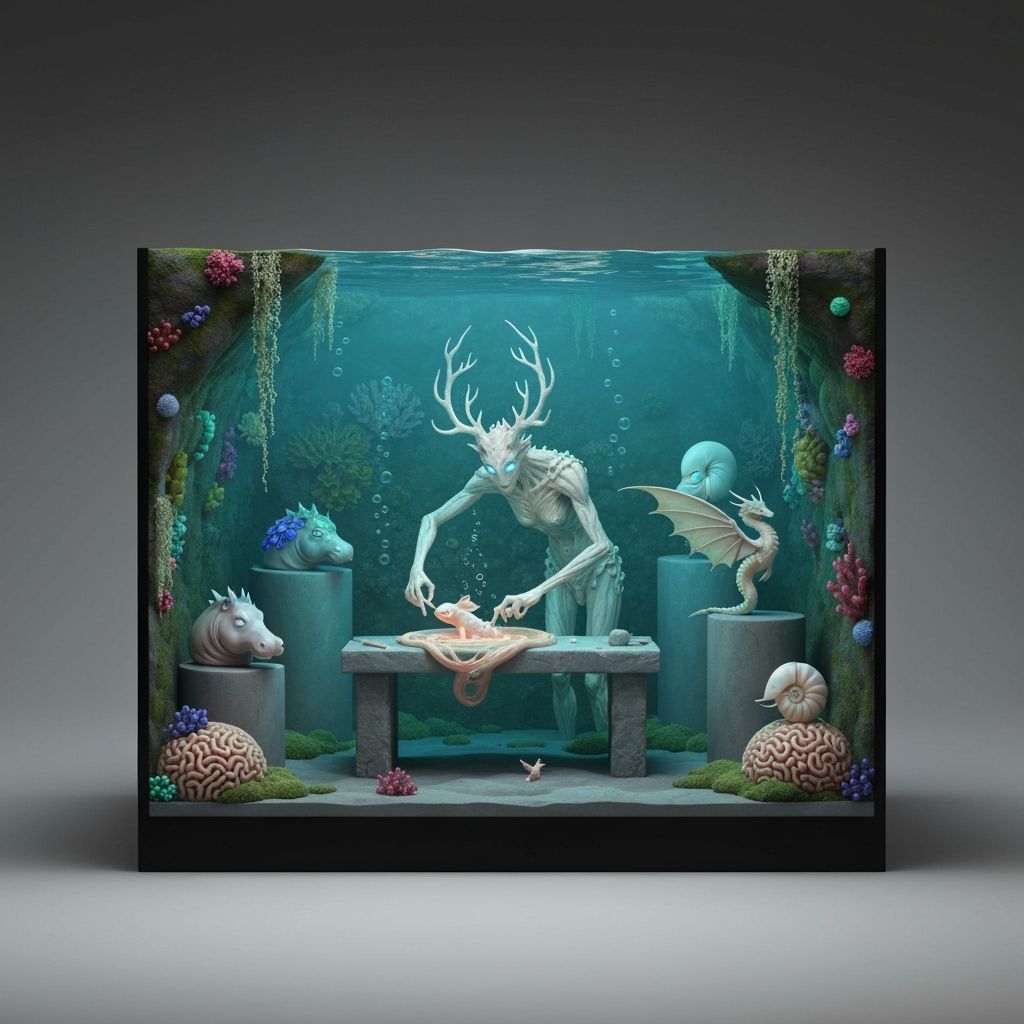 Coral Sculptor Creating Nebula in Underwater Cave