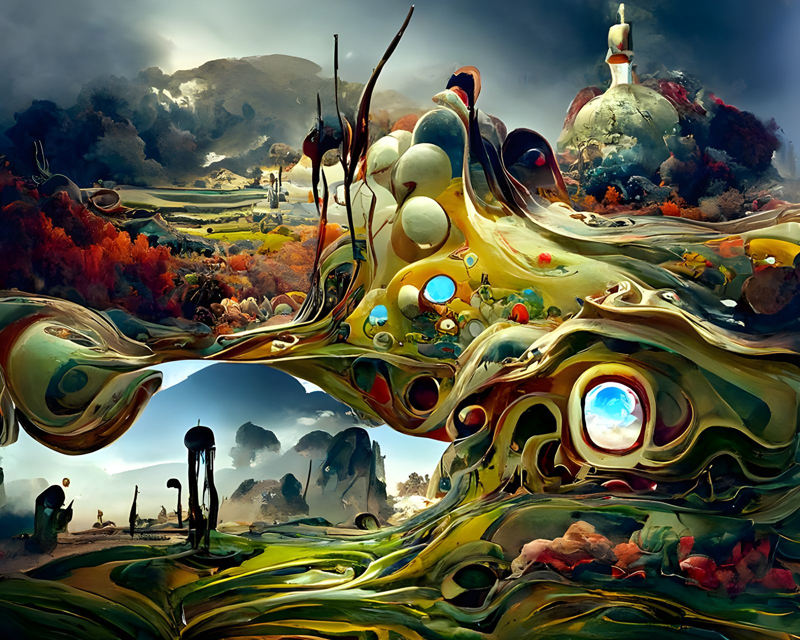 Surreal Alien Landscape in Abstract Expressionism Style