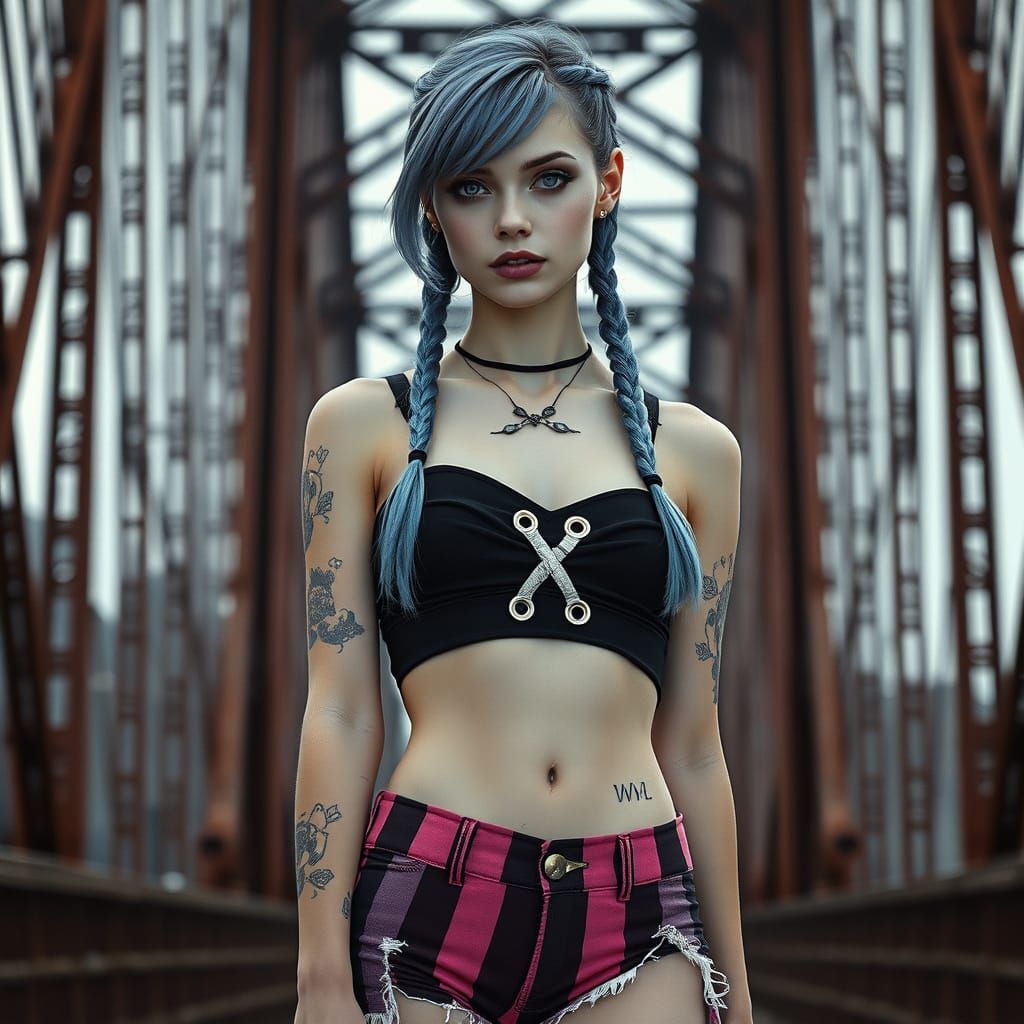 Cyberpunk Zaunite with Ethereal Intensity