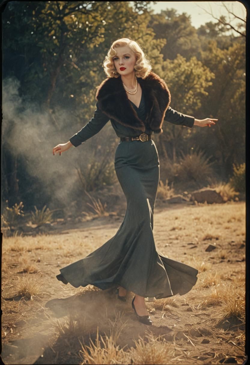 Glamorous Blonde Bombshell in 1930s Film Style