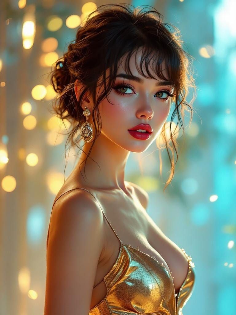 Anime Pin-Up Girl in Painterly Style