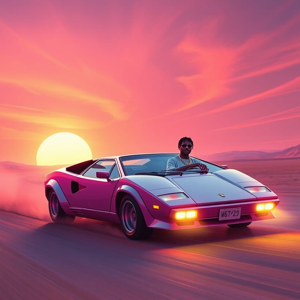 Biggie Smalls and P. Diddy in Vaporwave Desert