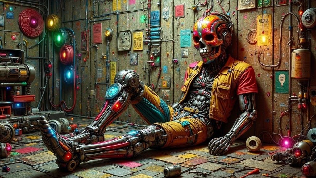 Urbanpunk Mechanic Robot in Despair