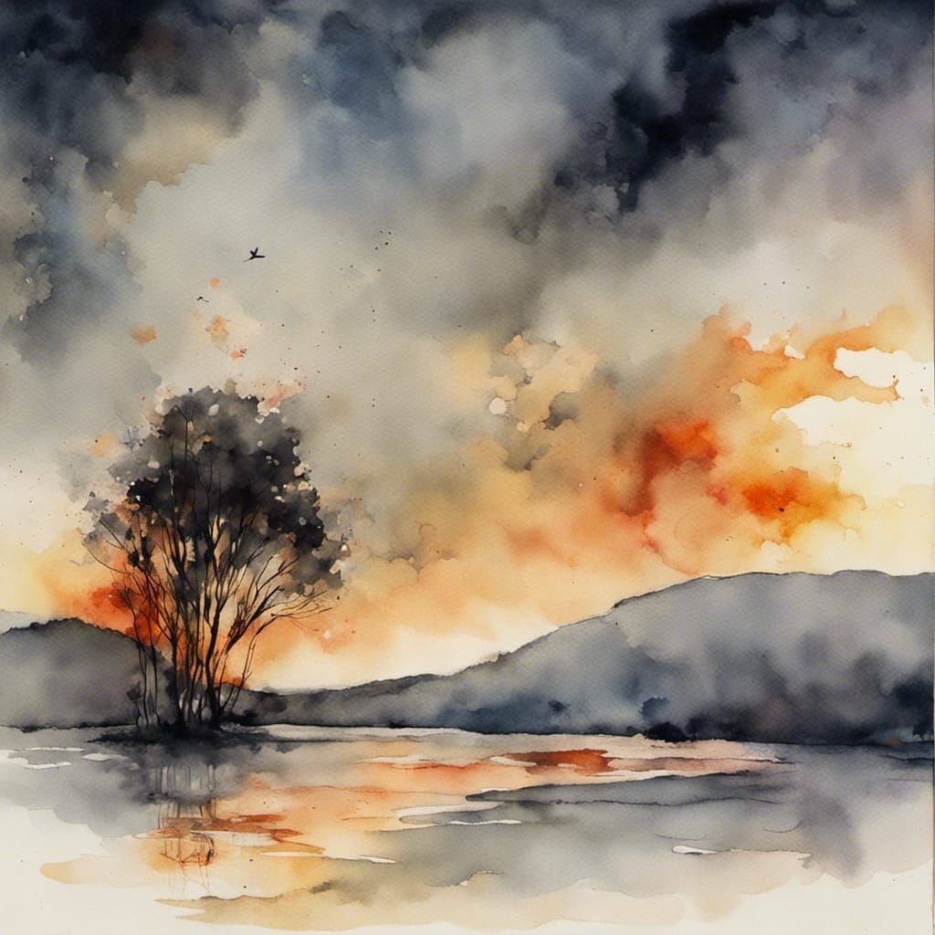 Watercolor Painting: Rage Against the Dying of the Light