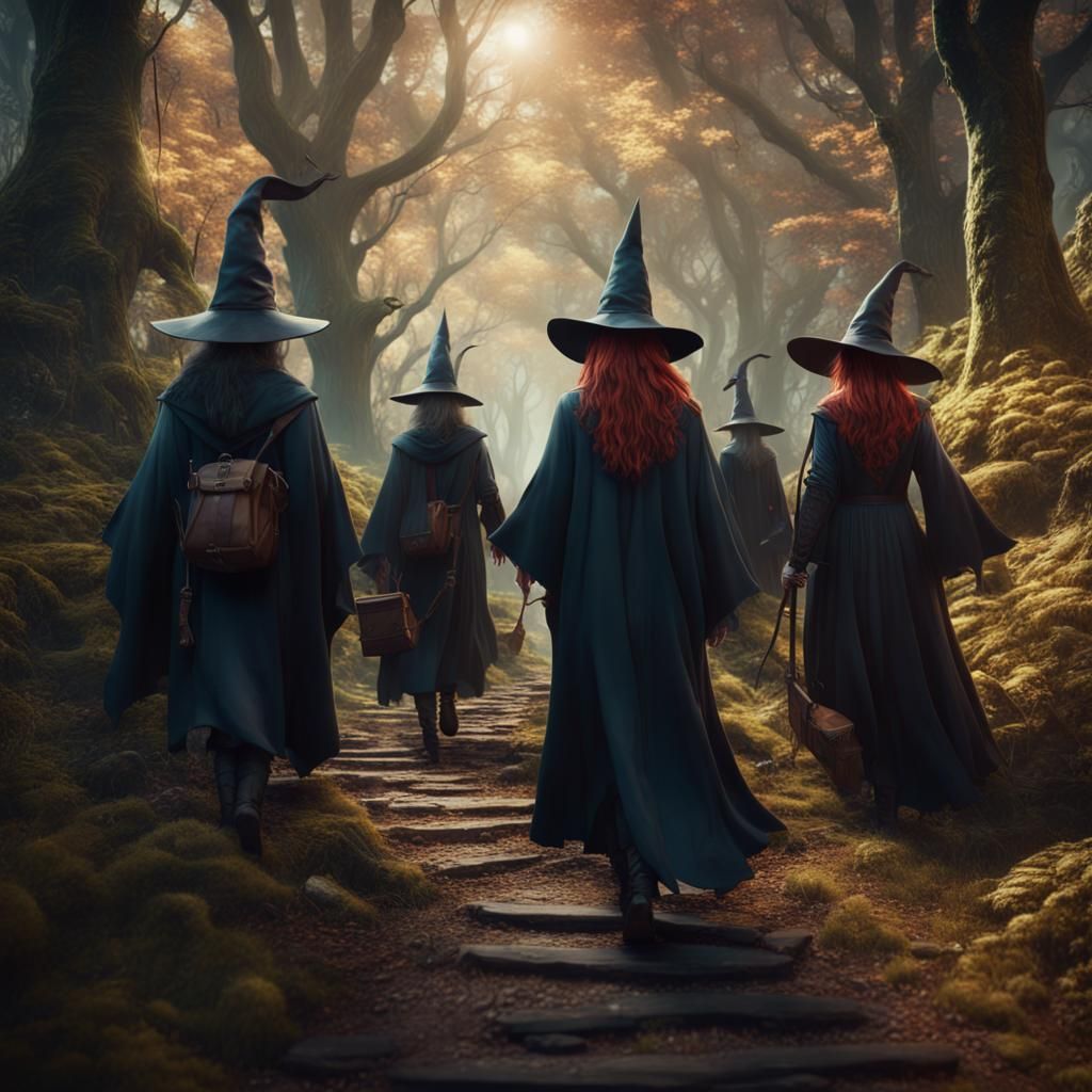 Witches and Wizards Forest Adventure in Digital Art