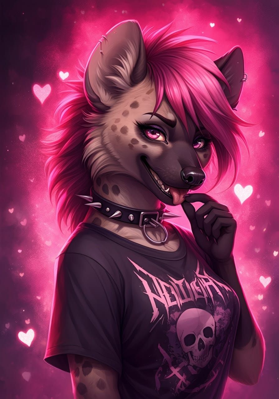 Mystical Hyena Goddess in Heavy Metal Fantasy
