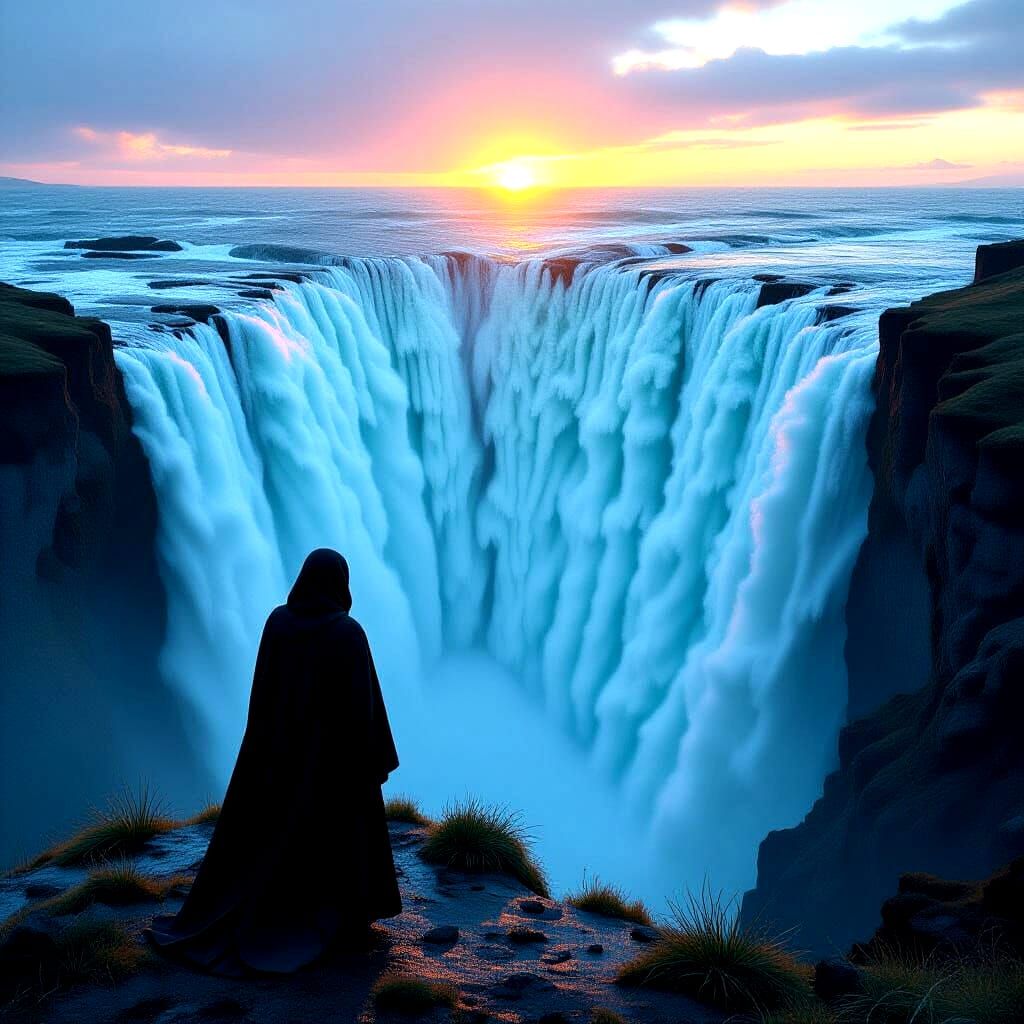 Lone Figure Gazing into Cosmic Abyss in HDR Style