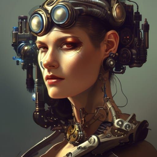 Steampunk Cobra Cyborg Portrait in Detailed Digital Art