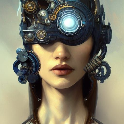 Steampunk Cyborg Cobra Woman Portrait