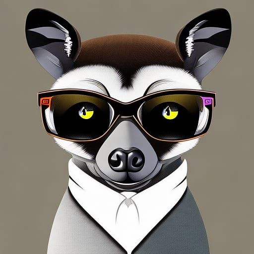 Gangsta Lemur Cartoon in Digital Art Style