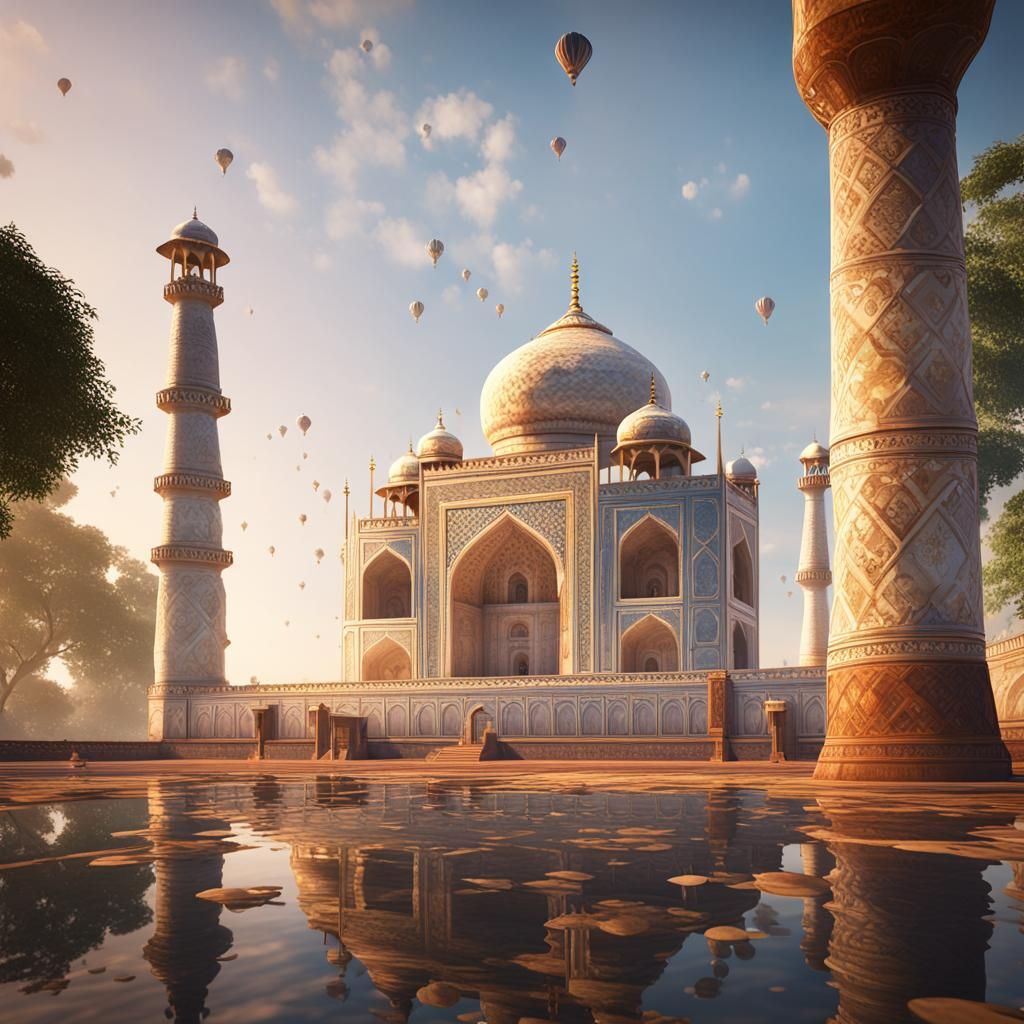 Taj Mahal in 3D Game Cinematic Style