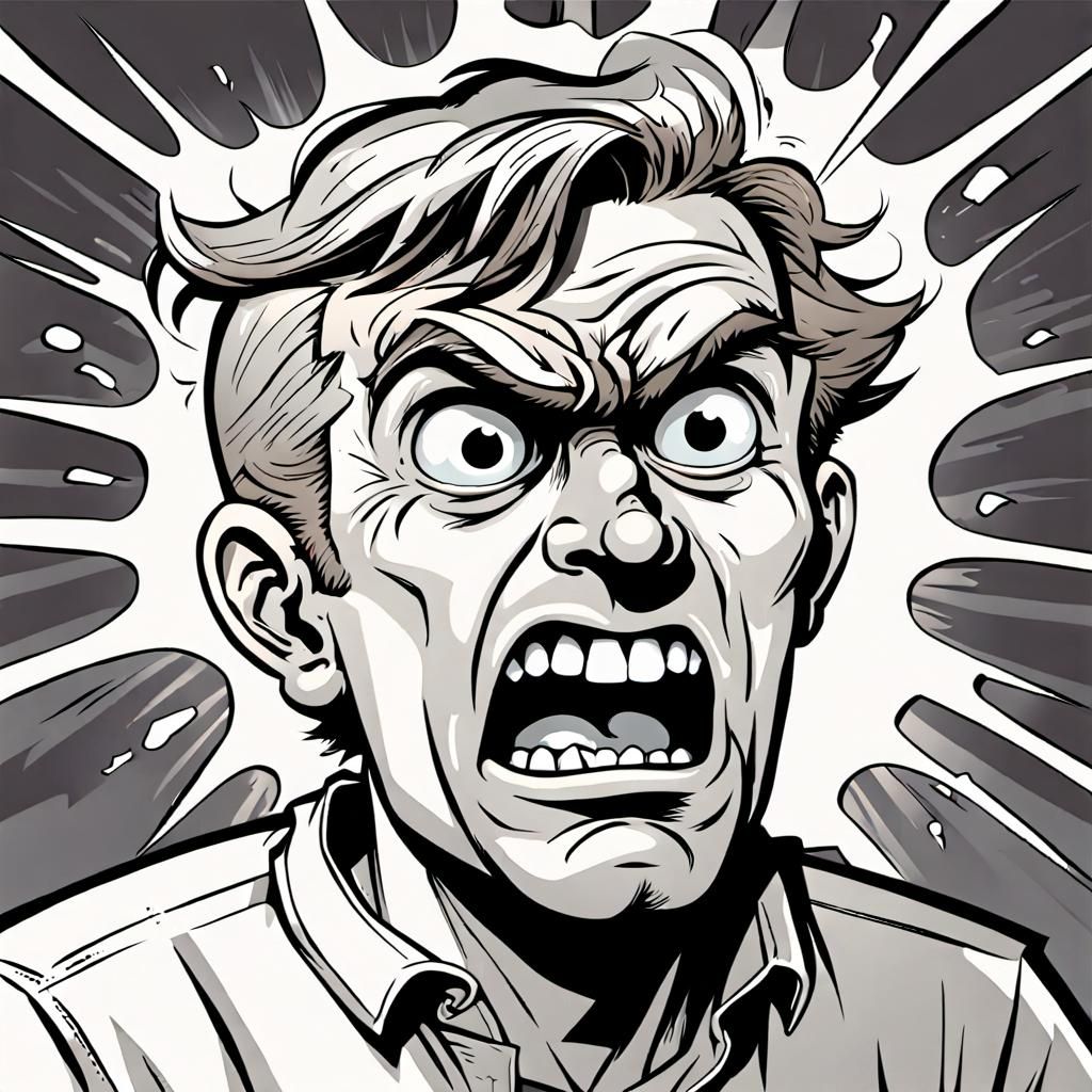 Angry Man Comic Strip Illustration