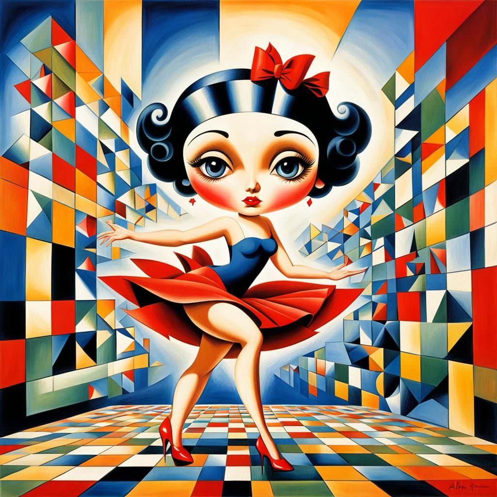Abstract Cubist Betty Boop in Euclidean Style