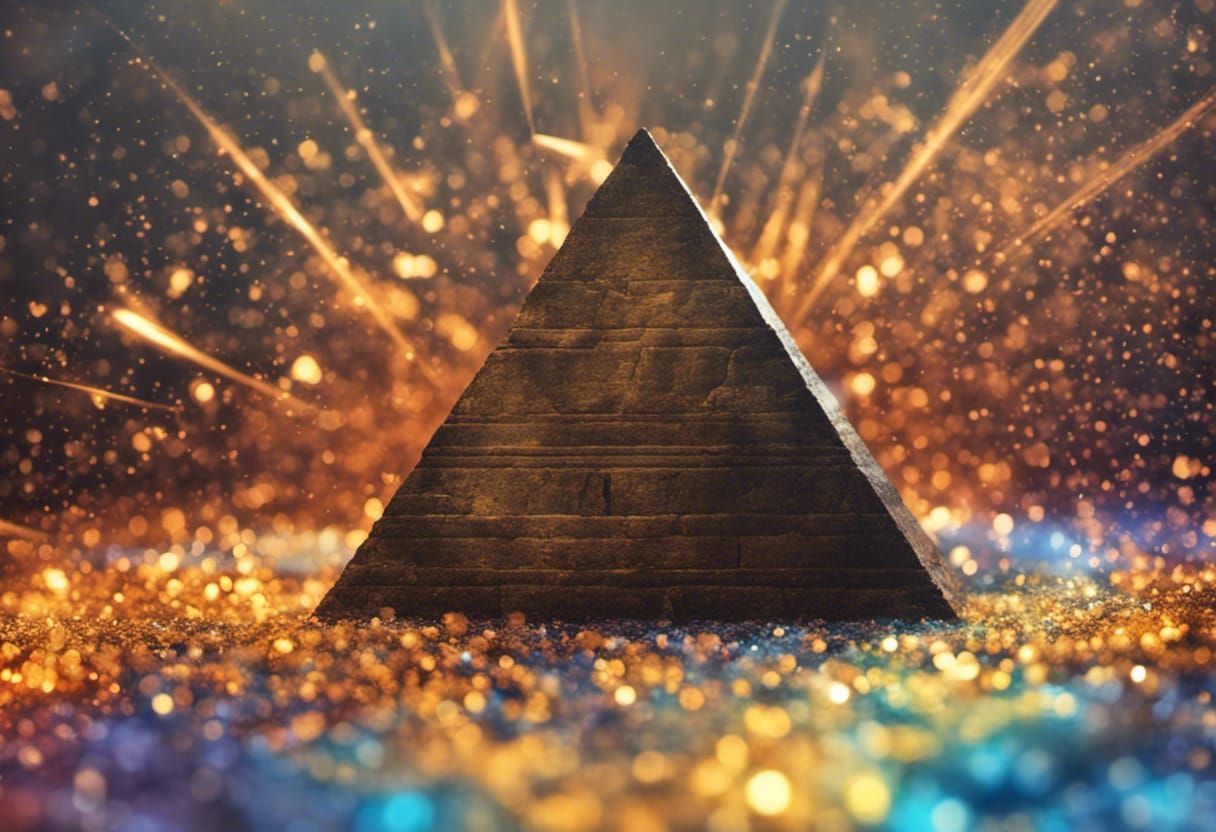 Golden Egyptian Pyramid in Dynamic Lighting