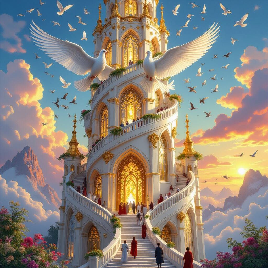 Majestic Ivory Tower Sanctuary for Mythical Birds