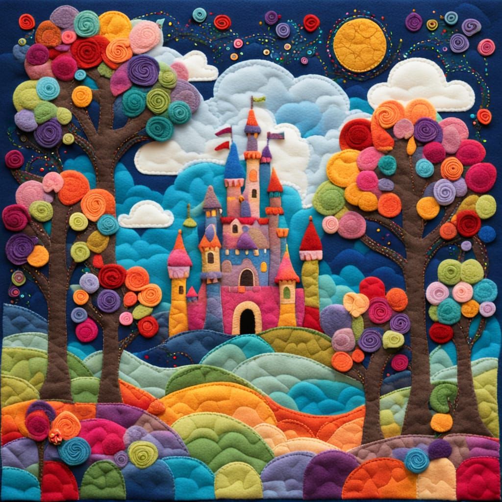 Enchanted Felt Fairytale Castle in Patchwork Style
