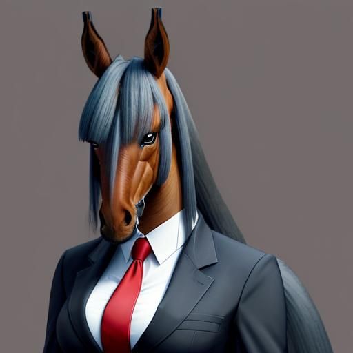 Anime Furry Art of Anthropomorphic Horse Girl