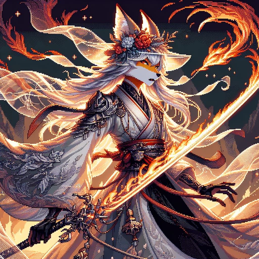 Fox Warrior Charging into Battle in JRPG Style