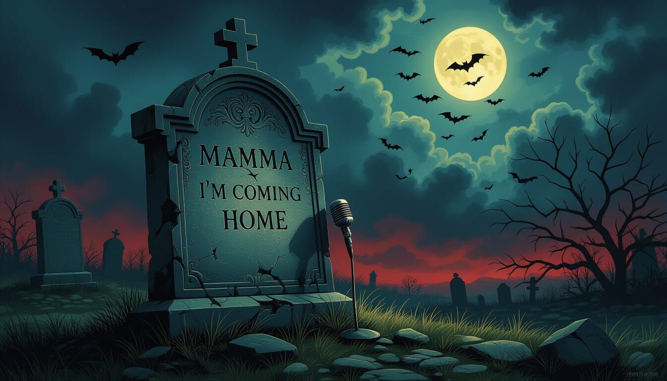 Ozzy Osbourne Tombstone Under Eerie Skies