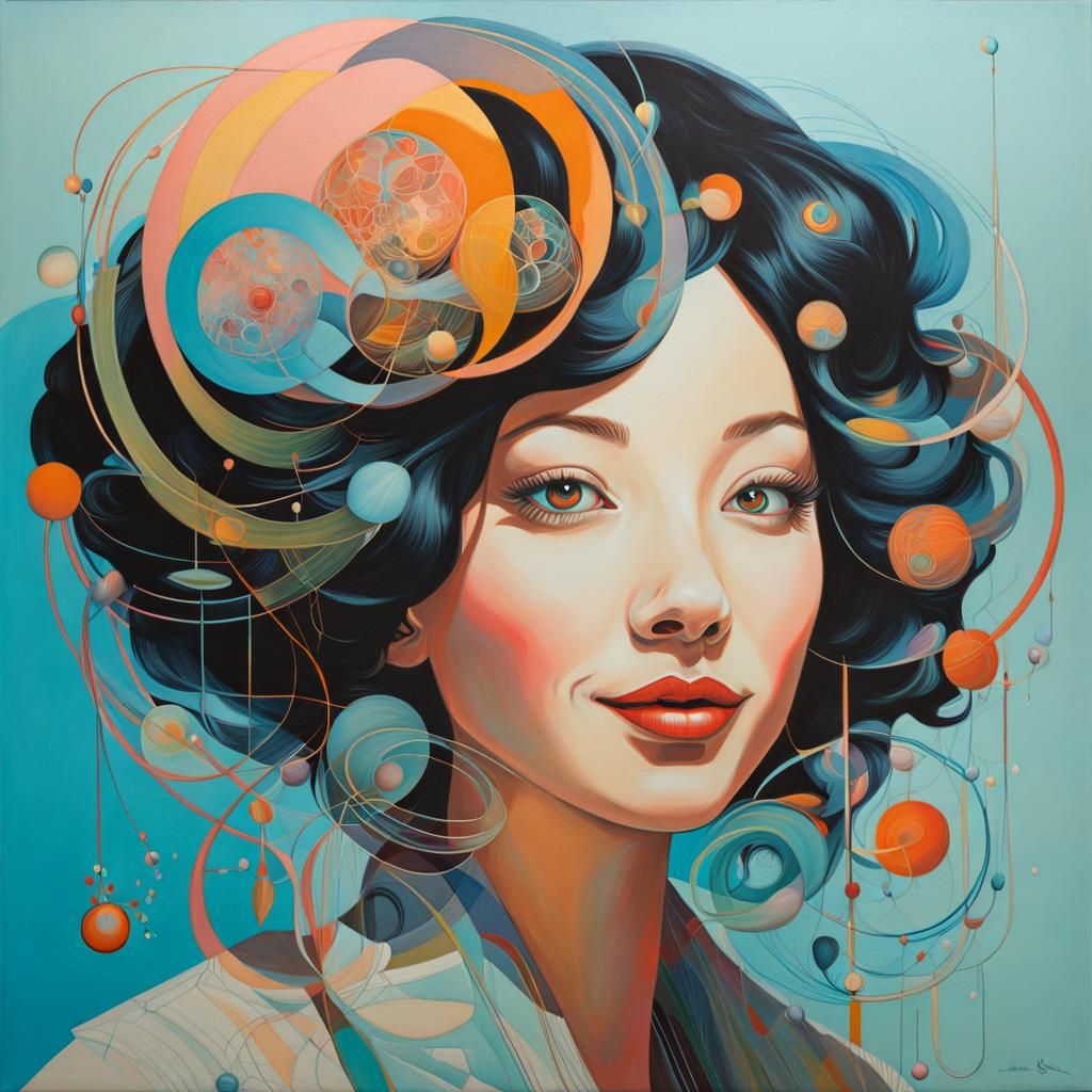 Joyful Scientist Portrait with Avant-Garde Double Exposure