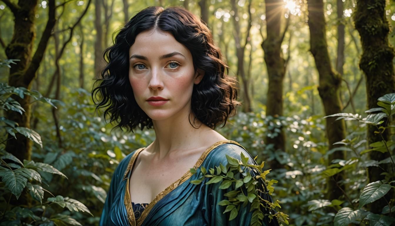 Botticelli Venus in Mystical Forest Macro Portrait