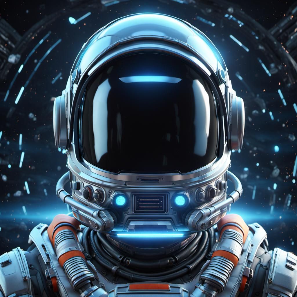 Alien Astronaut Helmet: Hyperrealistic 3D Render